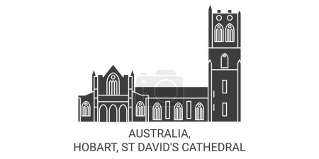 Ilustración de Australia, Hobart, St Davids Catedral de viaje hito línea vector ilustración - Imagen libre de derechos