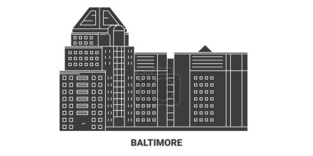 Téléchargez les illustrations : Usa, Baltimore illustration vectorielle de ligne de repère de voyage - en licence libre de droit