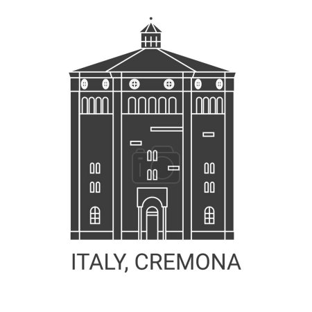 Téléchargez les illustrations : Italie, Illustration vectorielle de ligne de repère de voyage Crémone - en licence libre de droit
