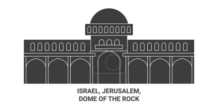 Ilustración de Israel, Jerusalén, Cúpula de la roca viaje hito línea vector ilustración - Imagen libre de derechos