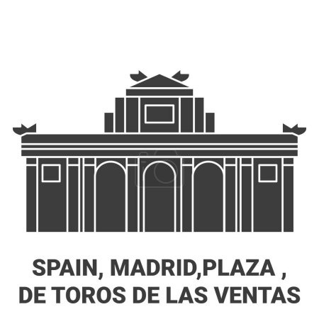 Téléchargez les illustrations : Espagne, Madrid, Plaza De Toros De Las Ventas voyages illustration vectorielle de ligne historique - en licence libre de droit