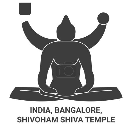 Illustration for India, Bangalore, Shivoham Shiva Temple travel landmark line vector illustration - Royalty Free Image