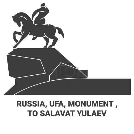 Illustration for Russia, Ufa, Monument , To Salavat Yulaev travel landmark line vector illustration - Royalty Free Image