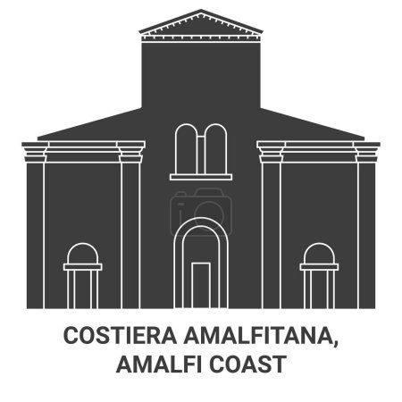 Illustration for Italy, Costiera Amalfitana, Amalfi Coast travel landmark line vector illustration - Royalty Free Image