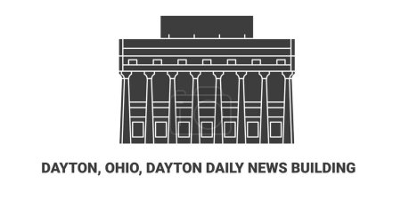 Téléchargez les illustrations : États-Unis, Dayton, Ohio, Dayton Daily News Building, illustration vectorielle de ligne de repère de voyage - en licence libre de droit