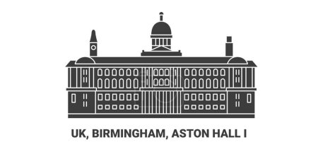 Illustration for England, Birmingham, Aston Hall I, travel landmark line vector illustration - Royalty Free Image