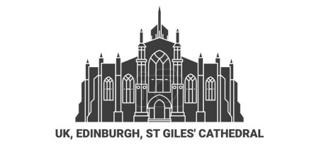 Illustration for England, Edinburgh, St Giles Cathedral, travel landmark line vector illustration - Royalty Free Image