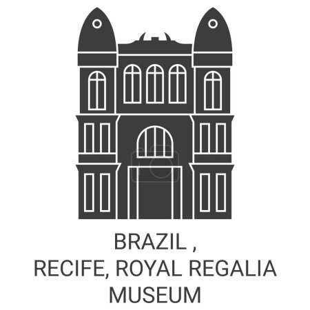 Illustration for Brazil , Recife, Royal Regalia Museum travel landmark line vector illustration - Royalty Free Image