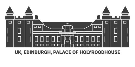 Ilustración de Inglaterra, Edimburgo, Palacio de Holyroodhouse, viaje hito línea vector ilustración - Imagen libre de derechos