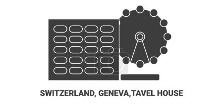 Illustration for Switzerland, Geneva,Tavel House, travel landmark line vector illustration - Royalty Free Image
