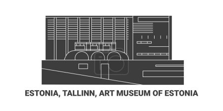 Ilustración de Estonia, Tallin, Museo de Arte de Estonia, ilustración de vector de línea hito de viaje - Imagen libre de derechos