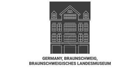 Téléchargez les illustrations : Allemagne, Braunschweig, Braunschweigisches Landesmuseum illustration vectorielle de ligne de voyage - en licence libre de droit