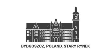 Illustration for Poland, Bydgoszcz, Stary Rynek travel landmark line vector illustration - Royalty Free Image