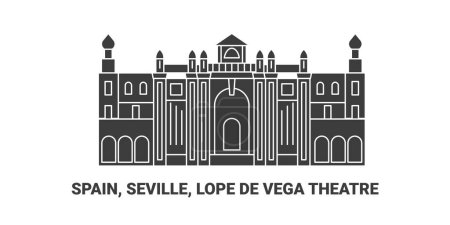 Ilustración de España, Sevilla, Teatro Lope De Vega, ilustración del vector de línea de referencia de viaje - Imagen libre de derechos