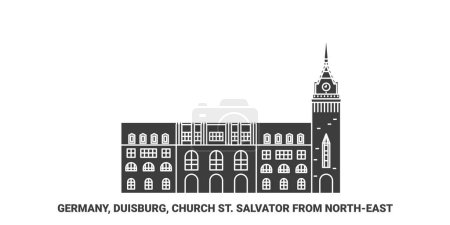 Illustration for Germany, Duisburg, Church St. Salvator From Northeast travel landmark line vector illustration - Royalty Free Image