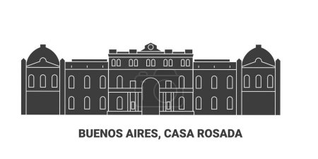 Téléchargez les illustrations : Argentine, Buenos Aires, Casa Rosada, illustration vectorielle de ligne de repère de voyage - en licence libre de droit