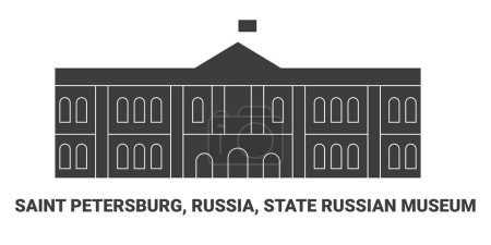 Téléchargez les illustrations : Russie, Saint-Pétersbourg, Musée national russe, illustration vectorielle de ligne de voyage - en licence libre de droit