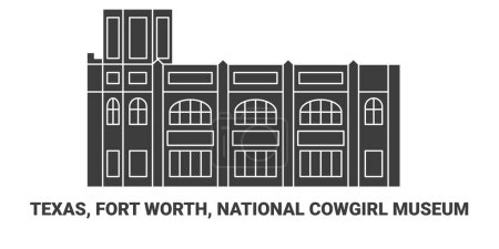 Illustration for United States, Texas, Fort Worth, National Cowgirl Museum, travel landmark line vector illustration - Royalty Free Image