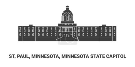 Téléchargez les illustrations : États-Unis, St. Paul, Minnesota, Minnesota State Capitol, illustration vectorielle de ligne de repère de voyage - en licence libre de droit