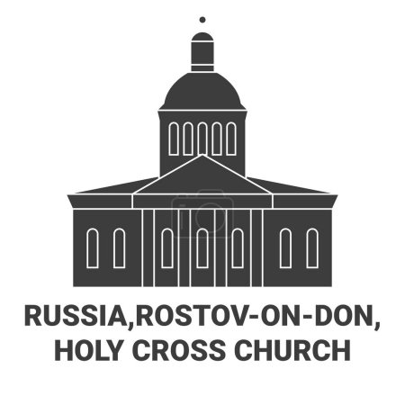 Illustration for Russia,Rostovondon, Holy Cross Church travel landmark line vector illustration - Royalty Free Image