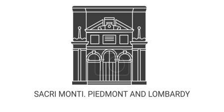 Illustration for Italy, Sacri Monti, Piedmont And Lombardy travel landmark line vector illustration - Royalty Free Image
