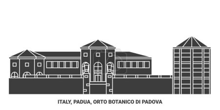 Illustration for Italy, Padua, Orto Botanico Di Padova travel landmark line vector illustration - Royalty Free Image
