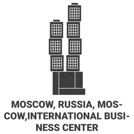 Téléchargez les illustrations : Russie, Moscou, Moscou, Centre d'affaires international illustration vectorielle de ligne de voyage - en licence libre de droit