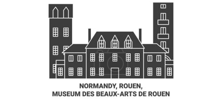 Illustration for France, Normandy, Rouen, Museum Des Beauxarts De Rouen travel landmark line vector illustration - Royalty Free Image