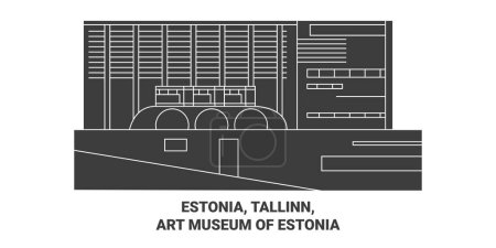 Téléchargez les illustrations : Estonie, Tallinn, Musée d'art d'Estonie illustration vectorielle de ligne de voyage historique - en licence libre de droit
