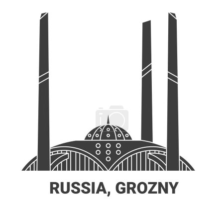 Illustration for Russia, Grozny, travel landmark line vector illustration - Royalty Free Image