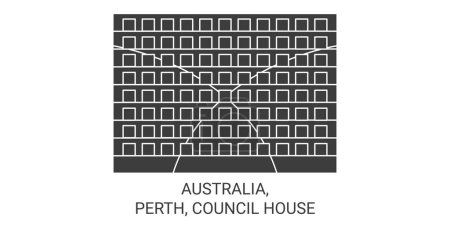 Illustration for Australia, Perth, Council House travel landmark line vector illustration - Royalty Free Image