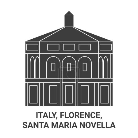 Téléchargez les illustrations : Italie, Florence, Santa Maria Novella illustration vectorielle de ligne de voyage - en licence libre de droit