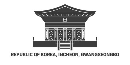 Téléchargez les illustrations : République de Corée, Incheon, Gwangseongbo, illustration vectorielle de ligne de repère de voyage - en licence libre de droit