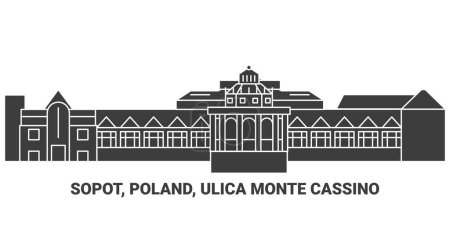 Ilustración de Polonia, Sopot, Ulica Monte Cassino viaje hito línea vector ilustración - Imagen libre de derechos