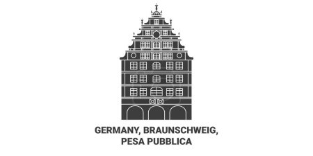 Illustration for Germany, Braunschweig, Pesa Pubblica travel landmark line vector illustration - Royalty Free Image