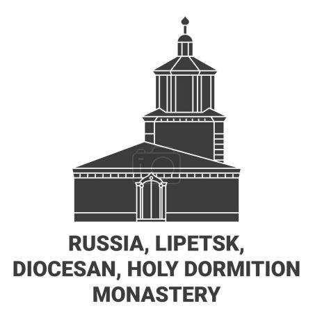 Illustration for Russia, Lipetsk,Diocesan , Holy Dormition Monastery travel landmark line vector illustration - Royalty Free Image