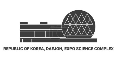 Ilustración de República de Corea, Daejon, Expo Science Complex viaje hito línea vector ilustración - Imagen libre de derechos