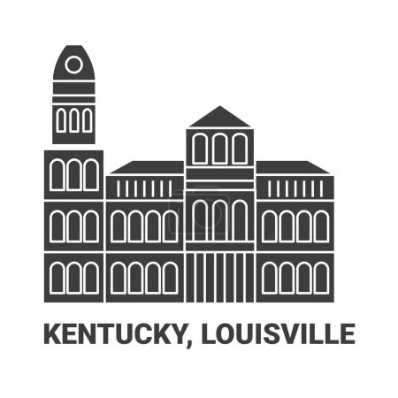 Téléchargez les illustrations : États-Unis, Kentucky, Louisville illustration vectorielle de ligne de voyage - en licence libre de droit