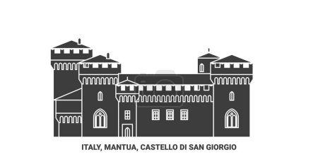 Illustration for Italy, Mantua, Castello Di San Giorgio travel landmark line vector illustration - Royalty Free Image