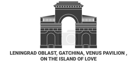 Téléchargez les illustrations : Russie, Gatchina, Vénus Pavillon, Sur l'île d'amour Voyage illustration vectorielle ligne historique - en licence libre de droit