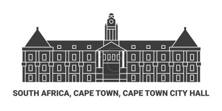 Ilustración de Sudáfrica, Ciudad del Cabo, Ayuntamiento de Ciudad del Cabo, la línea de referencia de viaje vector ilustración - Imagen libre de derechos