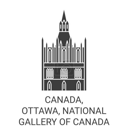 Téléchargez les illustrations : Canada, Ottawa, Musée des beaux-arts du Canada illustration vectorielle de ligne de repère de voyage - en licence libre de droit