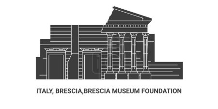 Téléchargez les illustrations : Italie, Brescia, Fondation du Musée de Brescia, illustration vectorielle de ligne de repère de voyage - en licence libre de droit