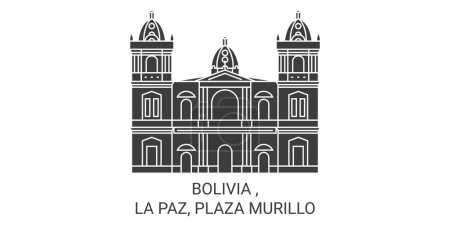 Illustration for Bolivia , La Paz, Plaza Murillo travel landmark line vector illustration - Royalty Free Image
