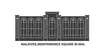 Illustration for Maldives,Independence Square In Mal, travel landmark line vector illustration - Royalty Free Image