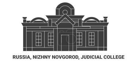 Ilustración de Rusia, Nizhny Novgorod, Colegio Judicial viaje hito línea vector ilustración - Imagen libre de derechos