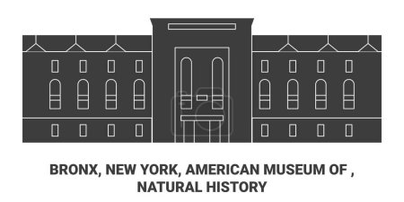 Illustration for United States, Bronx, New York, American Museum Of , Natural History travel landmark line vector illustration - Royalty Free Image