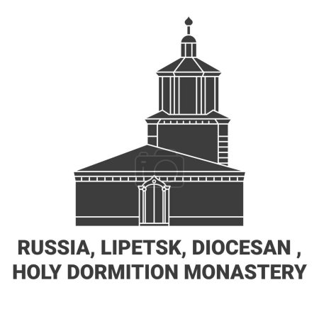 Illustration for Russia, Lipetsk, Diocesan , Holy Dormition Monastery travel landmark line vector illustration - Royalty Free Image