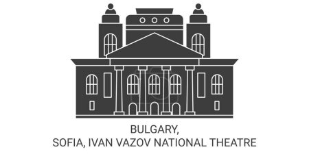 Téléchargez les illustrations : Bulgarie, Sofia, Ivan Vazov Théâtre national Voyage illustration vectorielle ligne historique - en licence libre de droit