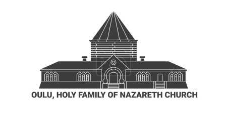 Illustration for France, Oulu, Holy Family Of Nazareth Church travel landmark line vector illustration - Royalty Free Image